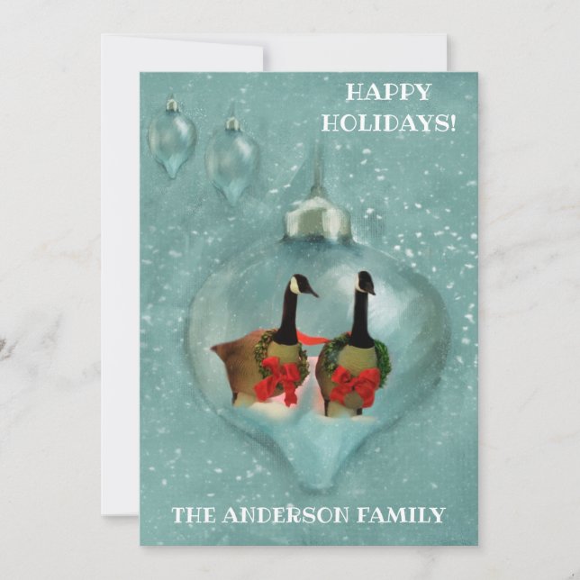 Cartes Pour Fêtes Annuelles OEuvre de Noël unique Fancy Oie FLAT (Devant)