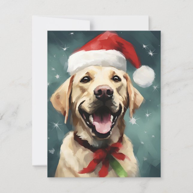 Cartes Pour Fêtes Annuelles OEuvre de peinture de Noël du Labrador (Devant)