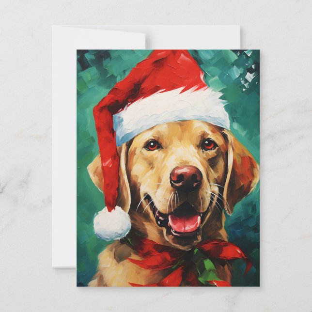Cartes Pour Fêtes Annuelles OEuvre de peinture de Noël du Labrador (Devant)
