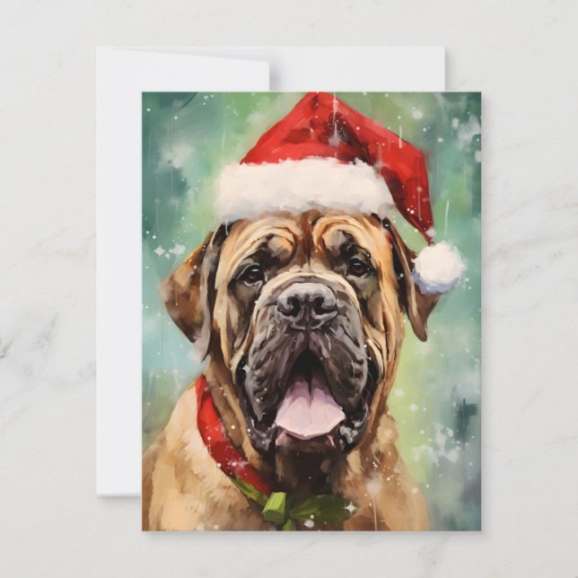 Cartes Pour Fêtes Annuelles OEuvre de peinture de Noël Mastiff (Devant)