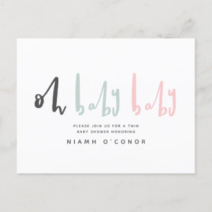 Cartes Pour Fêtes Annuelles Oh bébé baby shower moderne contemporain jumeau