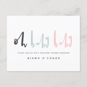Cartes Pour Fêtes Annuelles Oh bébé baby shower moderne contemporain jumeau