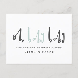 Cartes Pour Fêtes Annuelles Oh bébé baby shower moderne contemporain jumeau