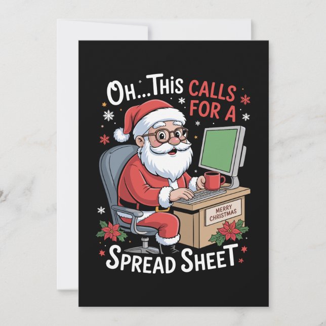 Cartes Pour Fêtes Annuelles Oh Cela Demande Un Tableur Père Noël Noël (Devant)