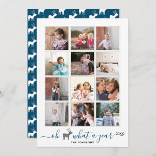 Cartes Pour Fêtes Annuelles Oh cerf ce qu'un an dans avis photo collage bleu