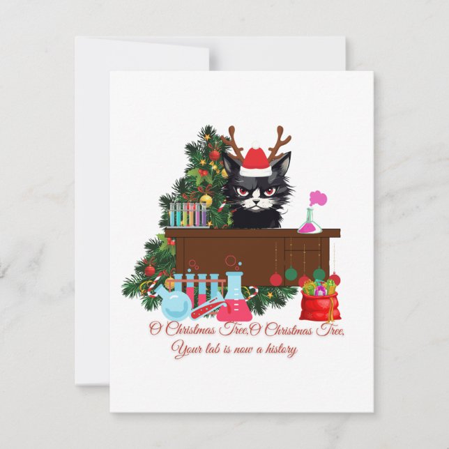 Cartes Pour Fêtes Annuelles Oh Christmas Tree Chemist Chat (Devant)