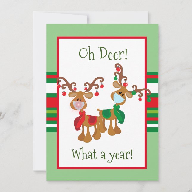 Cartes Pour Fêtes Annuelles OH Deer Christmas Reindeer Visage Masque 2021 (Devant)