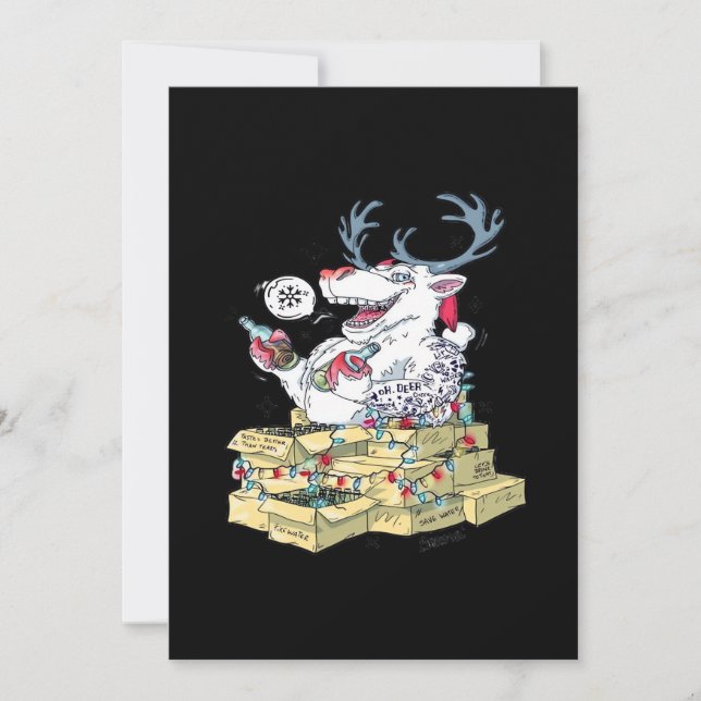 Cartes Pour Fêtes Annuelles Oh Deer Drunk Reindeer CelebratinFlat Holiday Card (Devant)