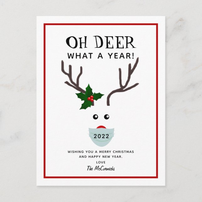 Cartes Pour Fêtes Annuelles Oh Deer Funny Reindeer Noël 2022 (Devant)