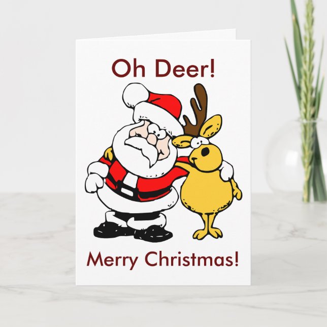Cartes Pour Fêtes Annuelles Oh Deer Joyeux Noël Père Noël Reindeer Pals BFF (Devant)