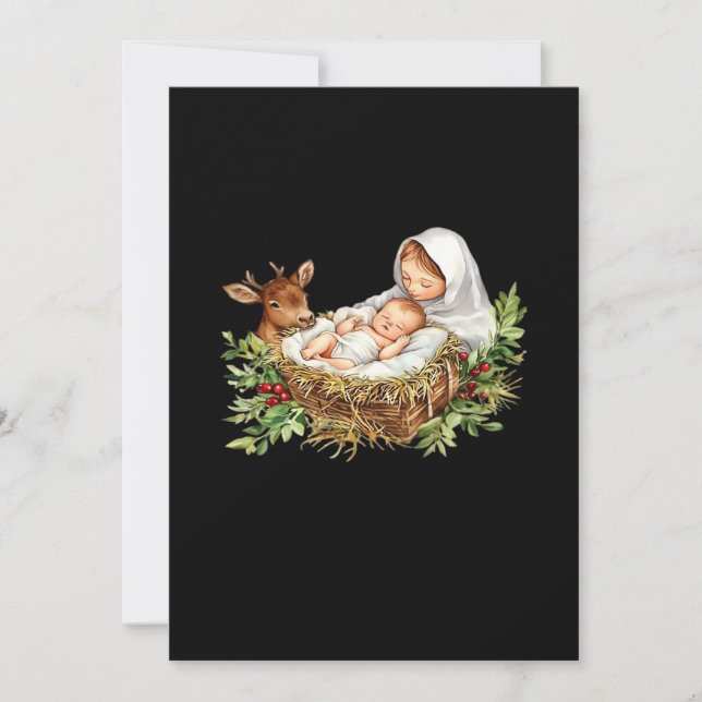 Cartes Pour Fêtes Annuelles Oh Deer Mary Nativity Scene Christmas Jesus  (Devant)