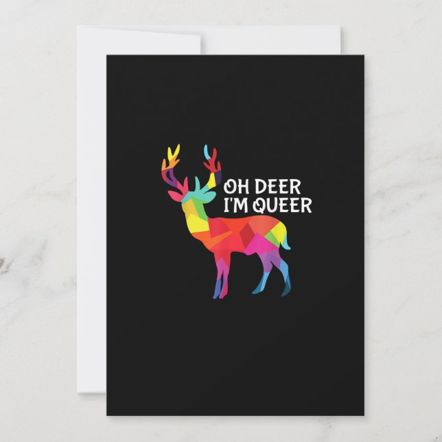 Cartes Pour Fêtes Annuelles Oh Deer Queer Funny Pun LGBT Pride Design (Devant)