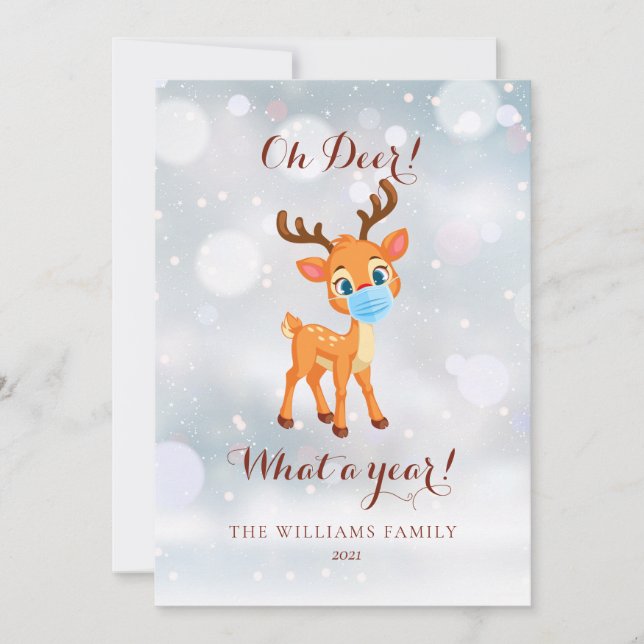 Cartes Pour Fêtes Annuelles Oh Deer Quel An 2021 Noël  (Devant)