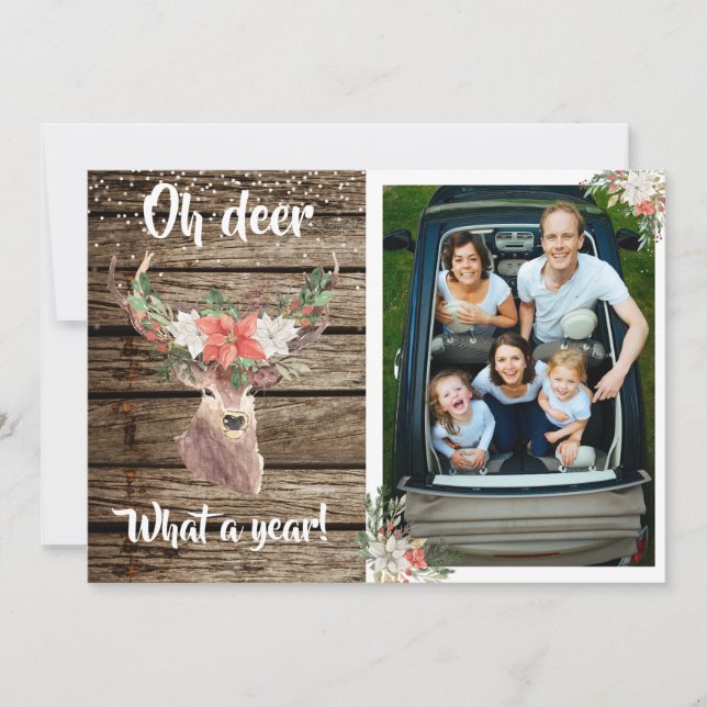 Cartes Pour Fêtes Annuelles Oh Deer Quel An 2021 Photo de Noël (Devant)