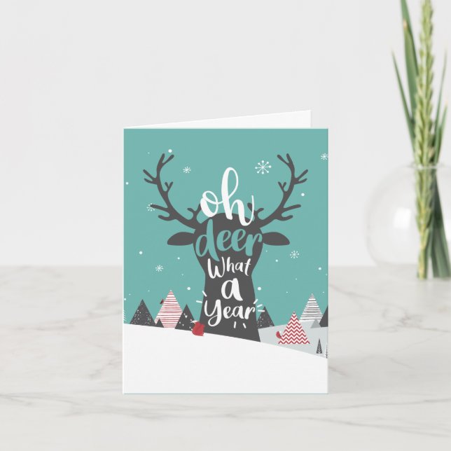 Cartes Pour Fêtes Annuelles Oh Deer Quel An Noël (Devant)