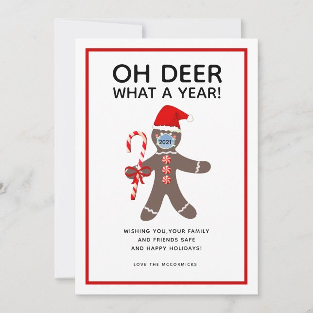 Cartes Pour Fêtes Annuelles Oh Deer Quelle Année Drôle Noël 2021 (Devant)