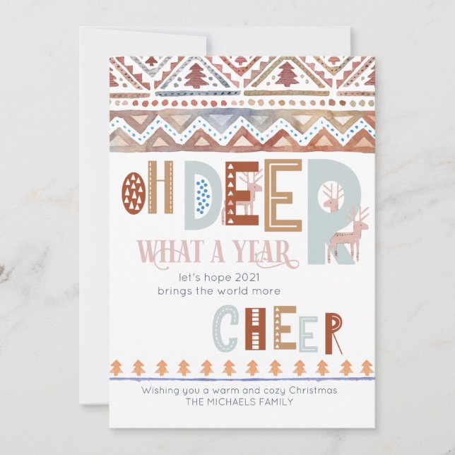 Cartes Pour Fêtes Annuelles Oh Deer Quelle année Nordique Fairisle (Devant)