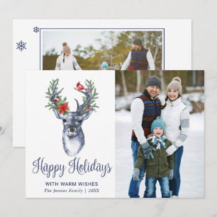 Cartes Pour Fêtes Annuelles Oh Deer What a Year Joyeux Noël Grey PHOTO