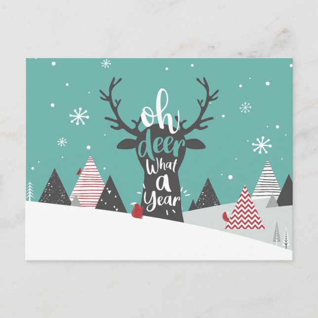 Cartes Pour Fêtes Annuelles Oh Deer What A Year Pandemic 2020 Christmas (Devant)