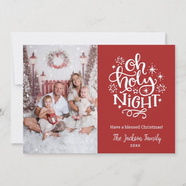 Cartes Pour Fêtes Annuelles Oh Holy Night Christian Photo Cards (Devant)