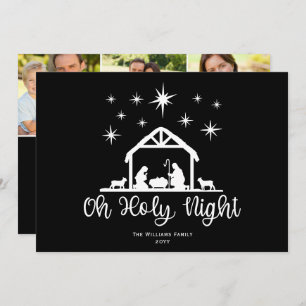 Cartes Pour Fêtes Annuelles Oh Holy Night Script Typographie Nativité 3 Photo