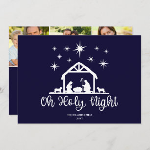Cartes Pour Fêtes Annuelles Oh Holy Night Script Typographie Nativité 3 Photo