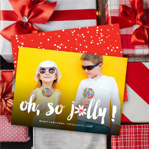 Cartes Pour Fêtes Annuelles Oh, Jolly ! Pom Pom Bras Script Amusant Photo mode