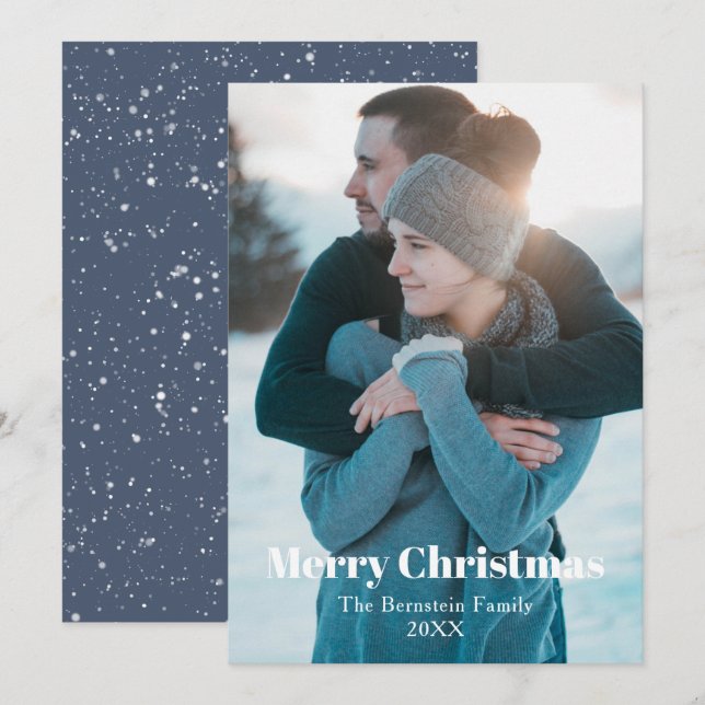 Cartes Pour Fêtes Annuelles Oh Joy Photo Blue Snowy Christmas Holiday Card (Devant / Derrière)