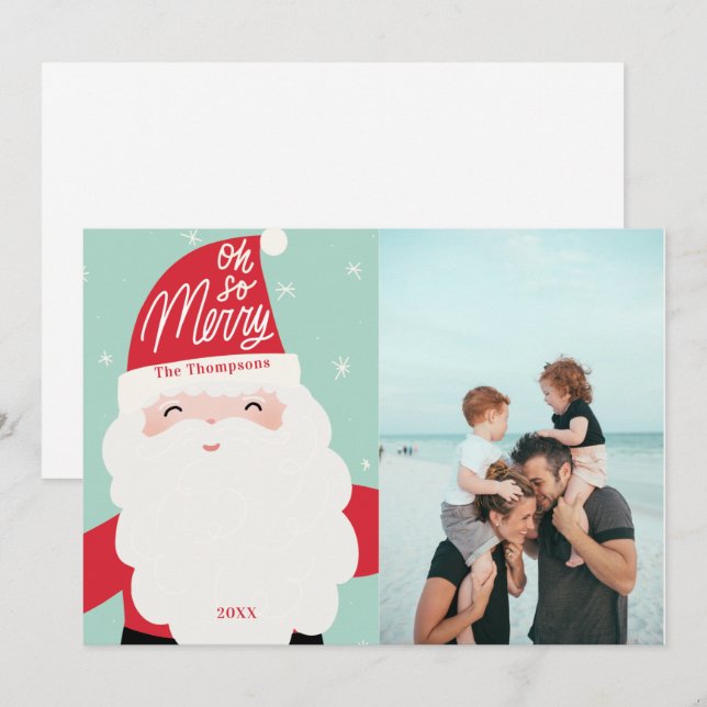 Cartes Pour Fêtes Annuelles Oh, Merry Cute Père Noël (Devant / Derrière)