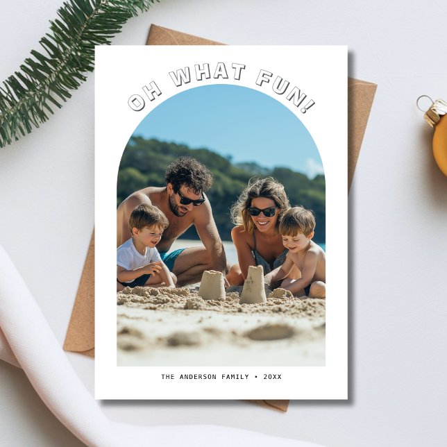 Cartes Pour Fêtes Annuelles Oh Quel Amusant Nautique Noël Famille Arche Photo (Créateur téléchargé)