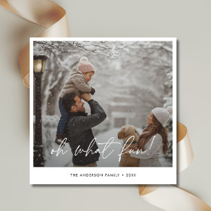 Cartes Pour Fêtes Annuelles Oh Quel Amusant Noël Famille Amusant Neige Photo