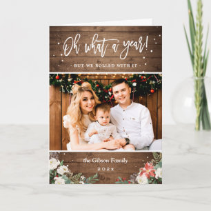Cartes Pour Fêtes Annuelles Oh Quel An Rustique Bois Floral Photo