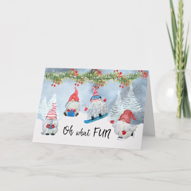 Cartes Pour Fêtes Annuelles Oh Quel jeu amusant Jouer dans la neige (Devant)