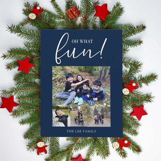 Cartes Pour Fêtes Annuelles Oh Quelle Fête Photo Moderne Bleu Noël (Créateur téléchargé)