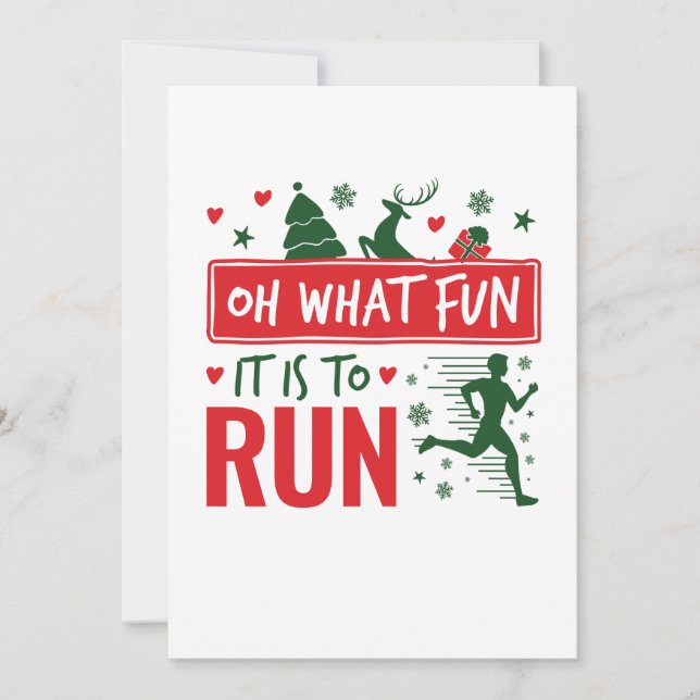 Cartes Pour Fêtes Annuelles Oh Quelle Joie Que de Courir Christmas Running Run (Devant)