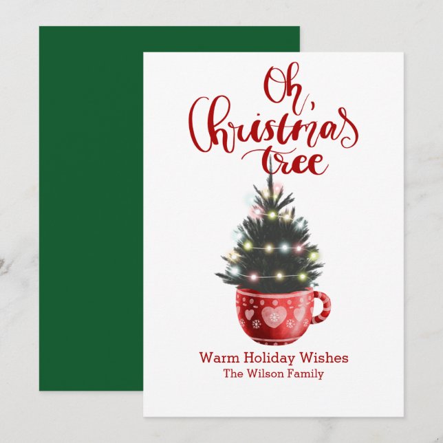 Cartes Pour Fêtes Annuelles Oh sapin de Noël Chocolat chaud Personnalisé (Devant / Derrière)
