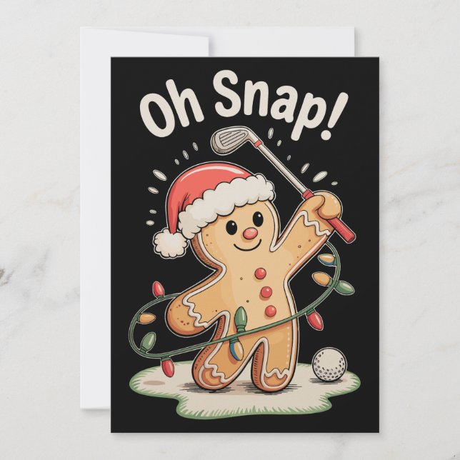Cartes Pour Fêtes Annuelles Oh Snap Gingerbread Golf Golfer Golfing Christmas (Devant)