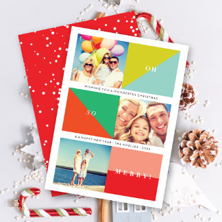 Cartes Pour Fêtes Annuelles Oh So Joyeux Blocs De Couleurs Modernes 3 Collage