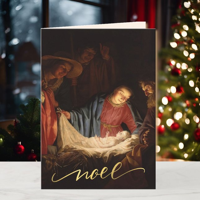 Cartes Pour Fêtes Annuelles Oh Venez Admirez-Lui La Nativité Noël (Créateur téléchargé)