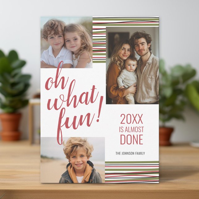Cartes Pour Fêtes Annuelles Oh What Fun - 20XX est presque terminé - rouge 3 P (Unique Photo Card)