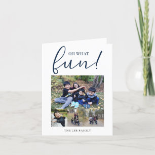 Cartes Pour Fêtes Annuelles Oh What Fun 4 Photo Collage Marine Bleu Noël