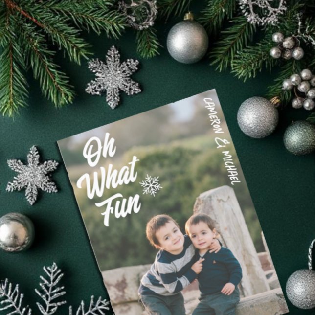 Cartes Pour Fêtes Annuelles Oh What Fun Kids Photo Christmas (Créateur téléchargé)