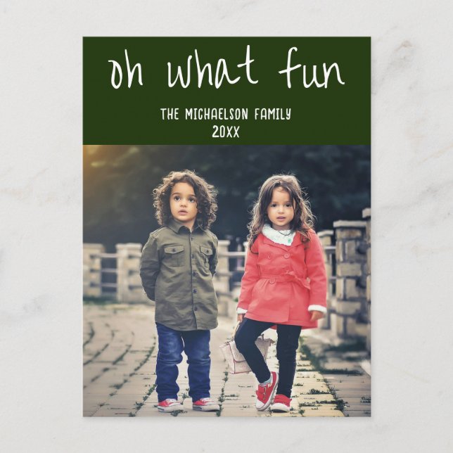 Cartes Pour Fêtes Annuelles Oh What Fun : Photo de famille de Noël (Devant)