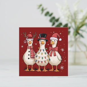 Cartes Pour Fêtes Annuelles Oie de Noël Père Noël Drôle Mignon Bonhomme de nei