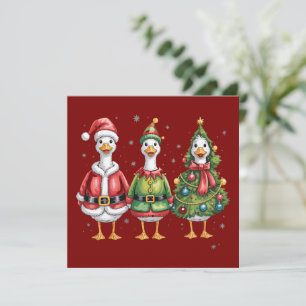 Cartes Pour Fêtes Annuelles Oie de Noël vintage Santa Duck Silly Goose