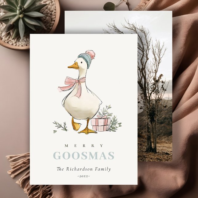 Cartes Pour Fêtes Annuelles Oie d'hiver Noël Photo drôle et joyeux Goosmas (Créateur téléchargé)