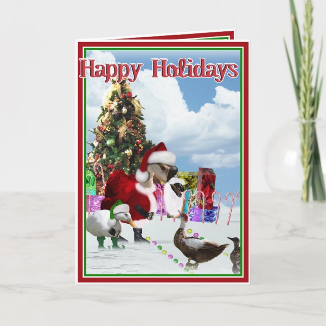 Cartes Pour Fêtes Annuelles Oie Et Canards Père Noël De Noël (Devant)