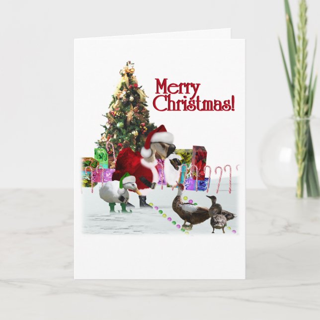 Cartes Pour Fêtes Annuelles Oie Et Canards Père Noël De Noël (Devant)