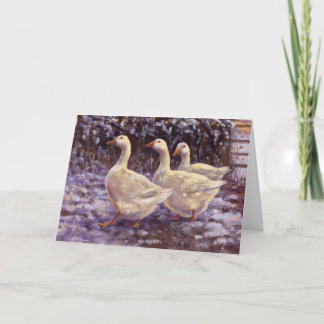 Cartes Pour Fêtes Annuelles Oies en Neige
