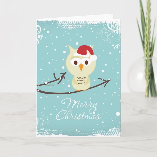 Cartes Pour Fêtes Annuelles Oiseau Beige Mignonne Sur Une Branche (Devant)